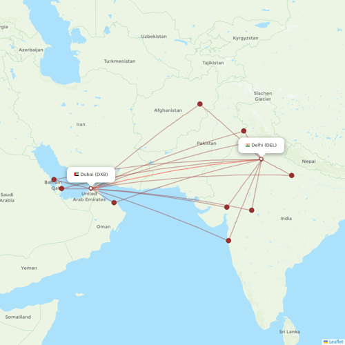 Emirates flights between Dubai and Delhi