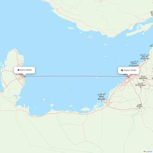 Qatar Airways flights between Dubai and Doha