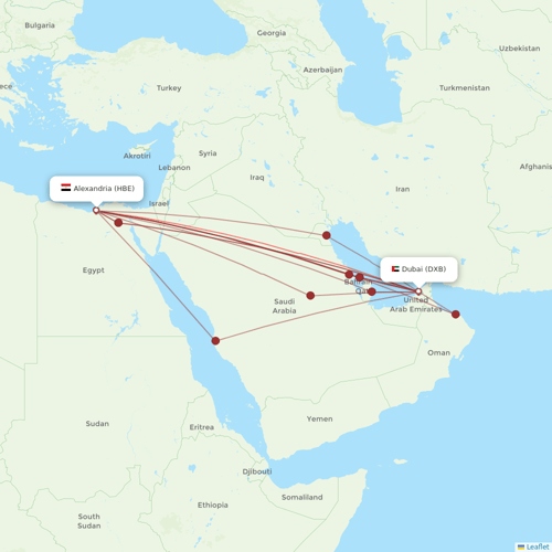 flydubai flights between Dubai and Alexandria