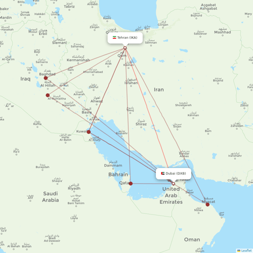 Mahan Air flights between Dubai and Tehran