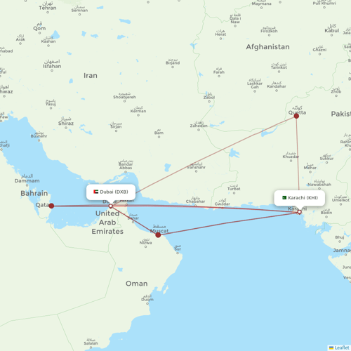 Pakistan International Airlines flights between Dubai and Karachi