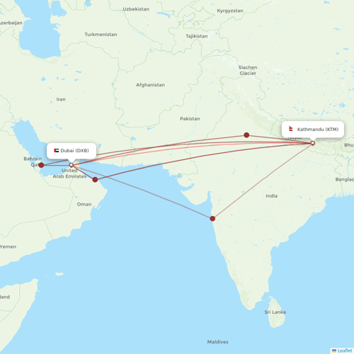 Nepal Airlines flights between Dubai and Kathmandu