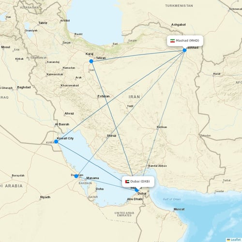Iran Airtour flights between Dubai and Mashad