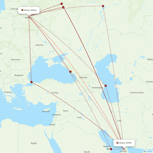 Belavia flights between Dubai and Minsk