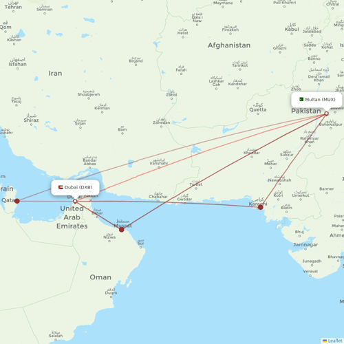 flydubai flights between Dubai and Multan