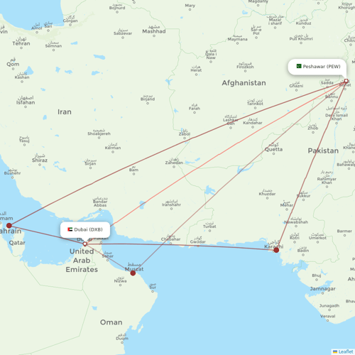 Pakistan International Airlines flights between Dubai and Peshawar