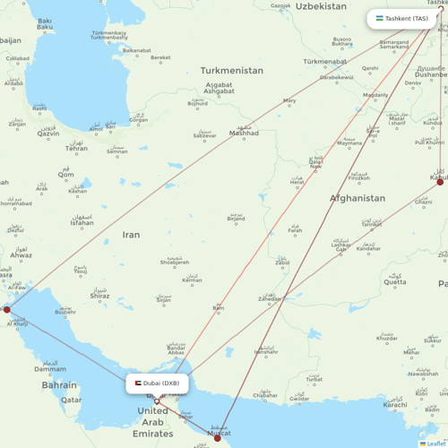 Uzbekistan Airways flights between Dubai and Tashkent