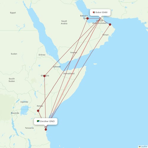 flydubai flights between Dubai and Zanzibar