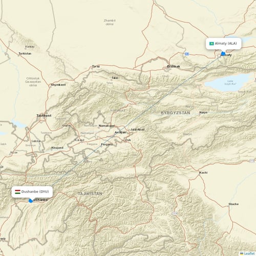 Air Southwest flights between Dushanbe and Almaty
