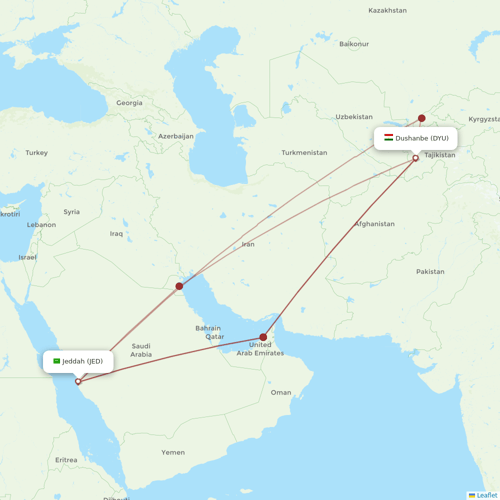 Air Southwest flights between Dushanbe and Jeddah