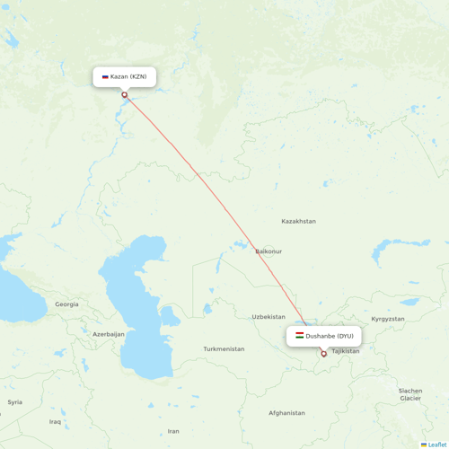 Air Southwest flights between Dushanbe and Kazan