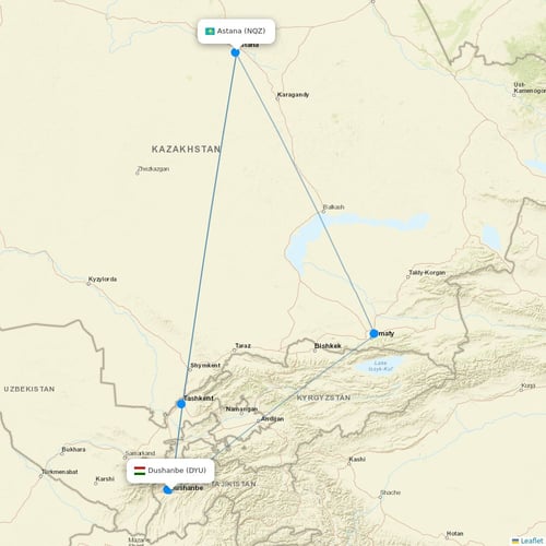 Air Southwest flights between Dushanbe and Astana