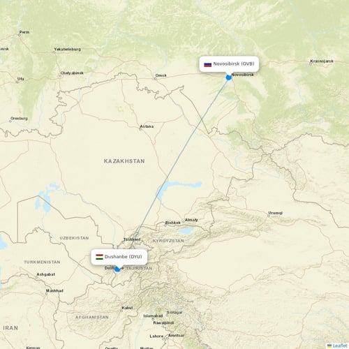 Air Southwest flights between Dushanbe and Novosibirsk