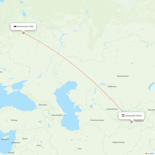 Ural Airlines flights between Dushanbe and Zhukovsky