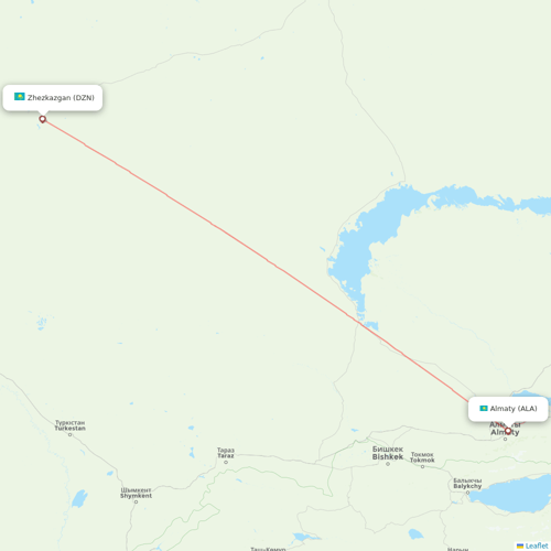 SCAT Airlines flights between Zhezkazgan and Almaty