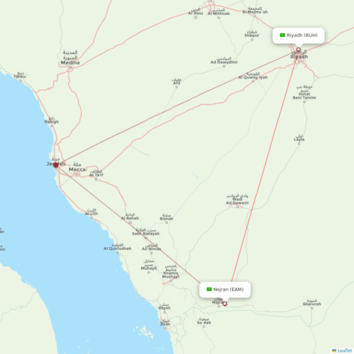 Saudia flights between Nejran and Riyadh