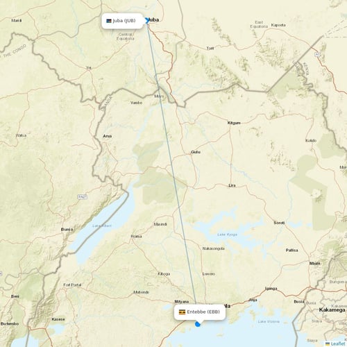 Badr Airlines flights between Entebbe and Juba