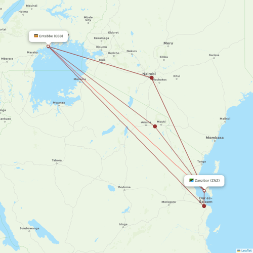 UTair-Express flights between Entebbe and Zanzibar