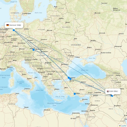 Hex'Air flights between Erbil and Hanover