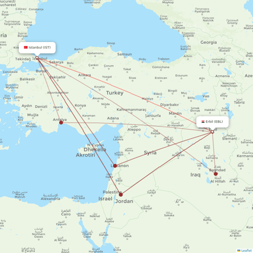Hex'Air flights between Erbil and Istanbul