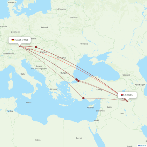 Hex'Air flights between Erbil and Munich
