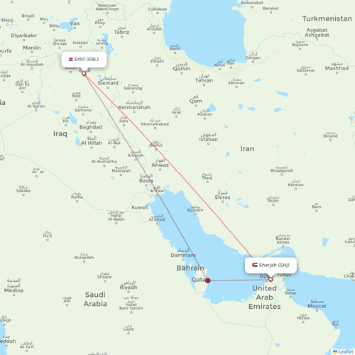 Hex'Air flights between Erbil and Sharjah
