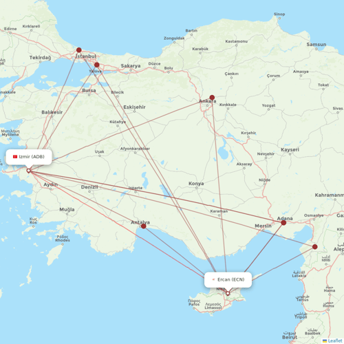 Pegasus flights between Ercan and Izmir