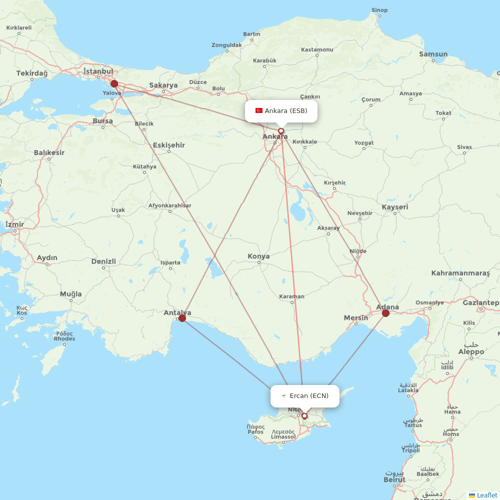 Pegasus flights between Ercan and Ankara