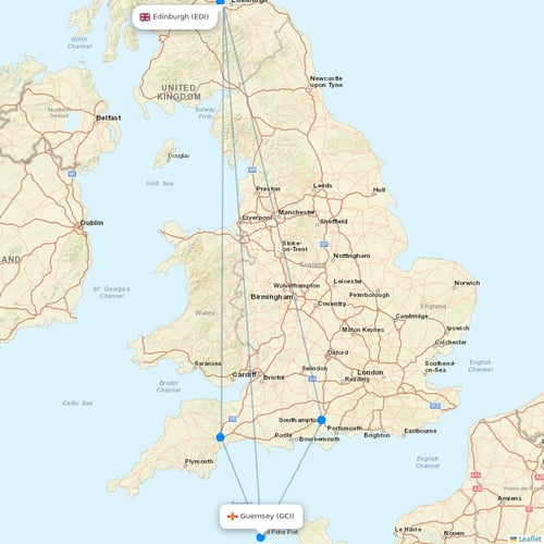 Aurigny Air Services flights between Edinburgh and Guernsey
