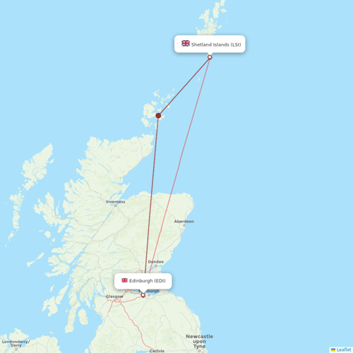 Loganair flights between Edinburgh and Shetland Islands