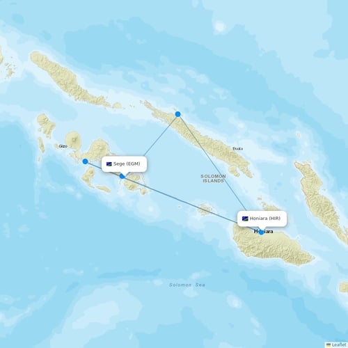 Solomon Airlines flights between Sege and Honiara