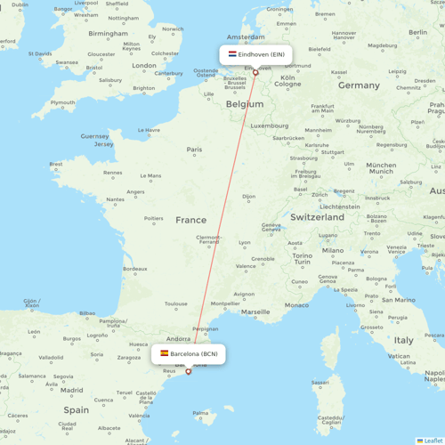 Transavia flights between Eindhoven and Barcelona