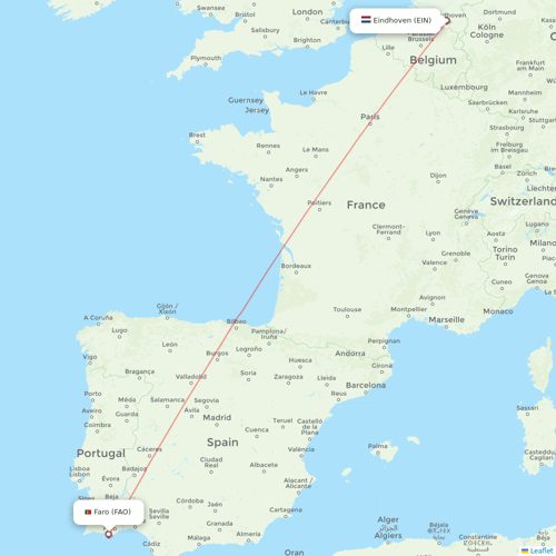 Transavia flights between Eindhoven and Faro
