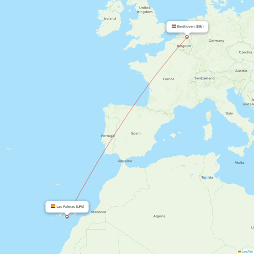 TUIfly Netherlands flights between Eindhoven and Las Palmas