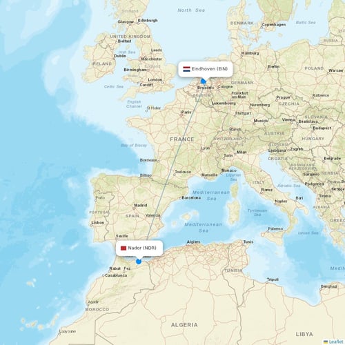 TUI Airlines Belgium flights between Eindhoven and Nador