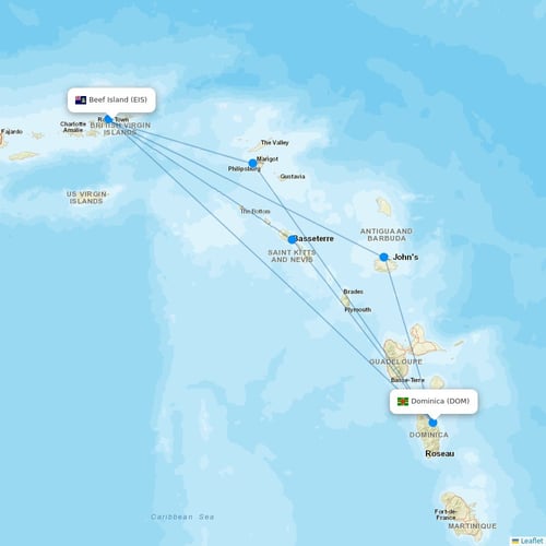 interCaribbean Airways flights between Beef Island and Dominica