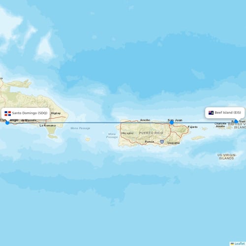 Braathens Regional flights between Beef Island and Santo Domingo