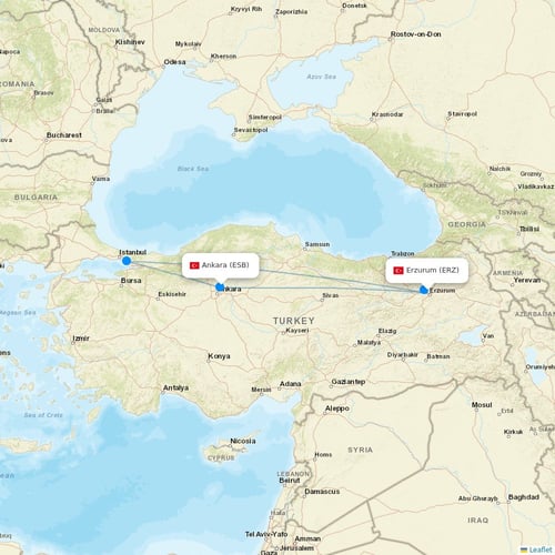FlyViking flights between Erzurum and Ankara