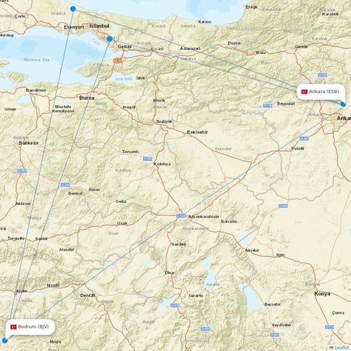 FlyViking flights between Ankara and Bodrum