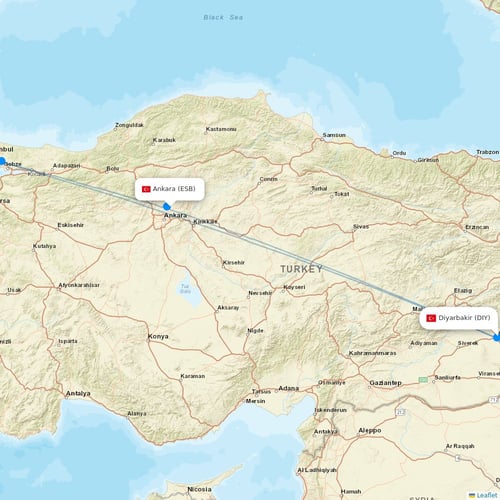 FlyViking flights between Ankara and Diyarbakir