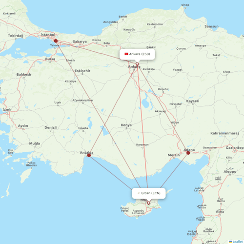 Pegasus flights between Ankara and Ercan