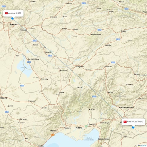 FlyViking flights between Ankara and Gaziantep