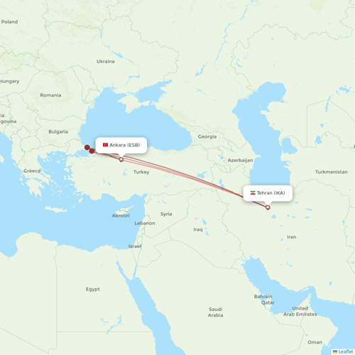 AIS Airlines flights between Ankara and Tehran