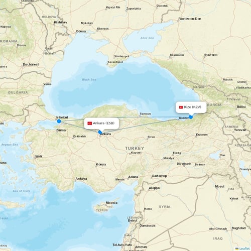 FlyViking flights between Ankara and Rize