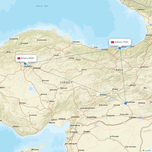 FlyViking flights between Ankara and Trabzon