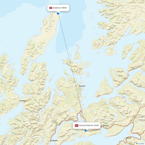 Wideroe flights between Harstad-Narvik and Andenes