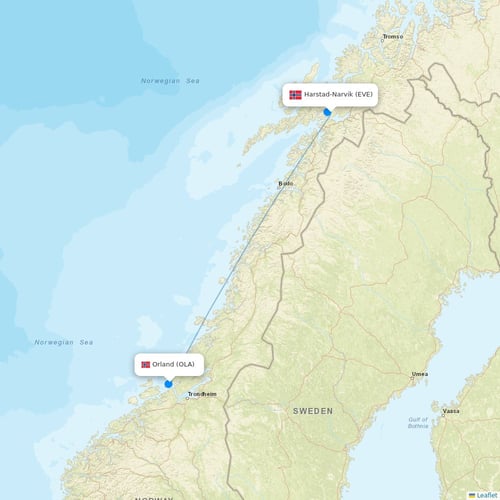 Danish Air flights between Harstad-Narvik and Orland