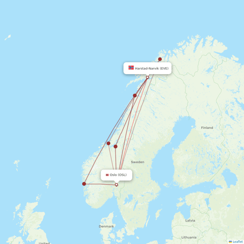 Norwegian Air flights between Harstad-Narvik and Oslo