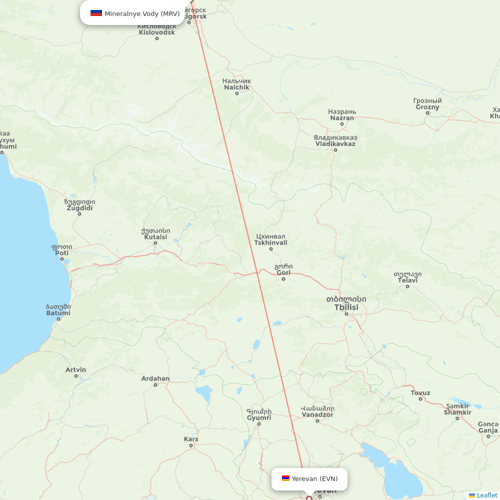 Red Wings flights between Yerevan and Mineralnye Vody