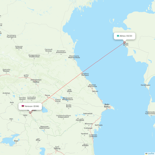 SCAT Airlines flights between Yerevan and Aktau